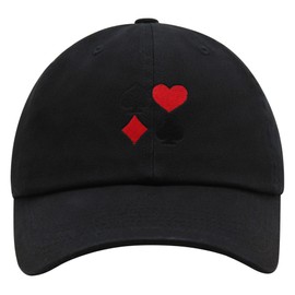 JPAK Playing Cards Suits Premium Dad Hat Embroidered Cotton Baseball Cap Casino Poker Black