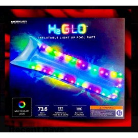 Merkury Innovations 73.6” H2GLO Inflatable Light Up Pool Raft With Multicolor LEDS- Pool Party