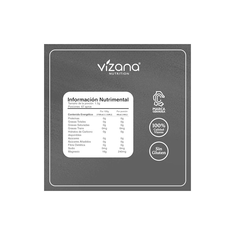 VIZANA NUTRITION Citrato de Magnesio en Polvo (Trimagnesio Anhidro) (Pack-2