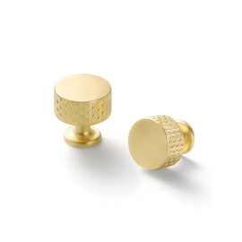 SORWDUERM 5 Pack Brushed Gold Cabinet Knobs Knurled Round Dresser Knob Kitchen Cupboard Bathroom Dresser Cabinet Hardware Handles Zinc Alloy