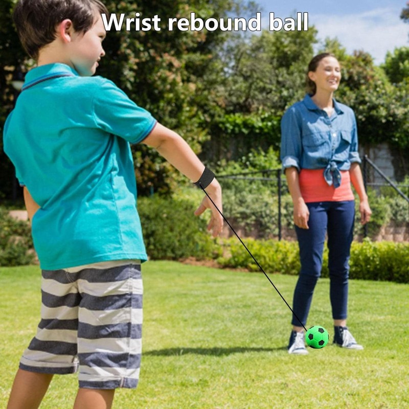 Risprsulen 2Pcs Green Wrist Return Ball - Adjustable Bounce Back