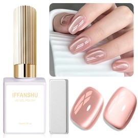 IFFANSHU Cat Eye Gel Nail Polish with Magnet, 15ML Holographic Glitter Jelly Pink Nail Polish Cat Magnetic Gel forf Nail Art DIY Salon Manicure