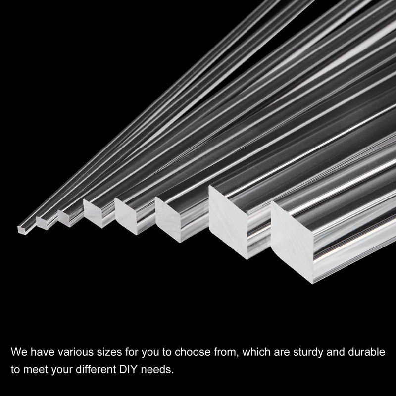 sourcing map 10pcs Acrylic Square Rods 3/16" x 12" Clear
