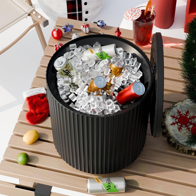 FONTOI Outdoor Cooler Side Table, 2 in 1 Ice Chest