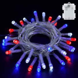 cshare Red White and Blue Lights Battery Operated, 4th of July Lights with Timer Outdoor Waterproof 9.8ft 30 LED for 4th of July Independence Day Decorations Garland Party Garden | cshare