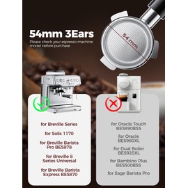 NEUTYPECHIC Portafilter 51 mm Removable, Bottomless Portafilter 51 mm Solid Wood Handle, Bottomless Porta Filter 54 mm Fine Filter, Porta Filter 54 mm Applies to Sage 870, for Sage 878, for Solis 1170