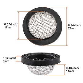 sourcing map Rubber Flat Washers 24mm OD 17mm ID 3mm Thickness with Stainless Steel Inlet Filter, for Faucet Pipe Water Hose, Pack of 12