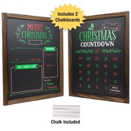 Excello Global Products Wooden Chalkboard 13 by 17 in Photo Frame Christmas Decoration with White Chalks, Version 2, Set of 2 Boards