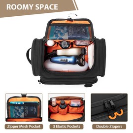 Prokva Tactical Toiletry Bag for Men, Hanging Hygiene Bag, Travel Dopp Kit Organizer for Shaving, Shower Essentials and Toiletries, Black (Empty Bag)