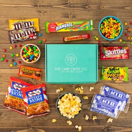 Movie Night Snack Box (Variety Pack of 11 Full Size Candy, Chocolates, Popcorn, Chips) Act II Popcorn, Reeses, M&Ms, Sour Patch Kids, Starbursts, Airheads Assortment - The Care Crate Co.