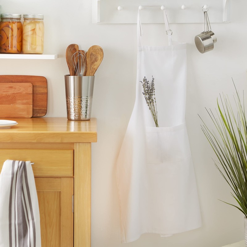 DII Cotton Adjustable Plus Size Chef Apron with Pockets and