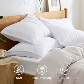 Bedsure Queen Pillow Cases Set of 4 - White Polyester Microfiber Pillowcases 4 Pack, Super Soft and Cozy Pillowcase, Pillow Case Covers with Envelop Closure, 20x30 Inches