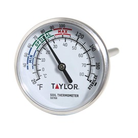 Taylor Taylor Soil Testing Thermometer, Gardening Tool for Plant Care, Gardening, Lawn, Farm, Outdoor Use, 4" Inch Stem