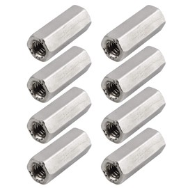 TOPPROS Pack of 8 M6 X 1.0-Pitch 30mm Length Hex Width 10mm Metric Hex Coupling Nut 304 Stainless Steel Rod Coupling Nuts