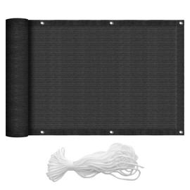 interGo Balcony Privacy Screen, Balcony Cladding, Balcony Surrounds, UV Protection, 90 x 300 cm, HDPE Balcony Privacy Screen with Eyelets and Cord, Anthracite
