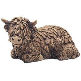 Lesser & Pavey Hughie Highland Cow & Calf Ornaments For Gift | Lovely Highland Cow Gifts For Home and Office Decoration | From The Leonardo Collection Animal Ornaments Range -LP72938