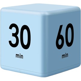 DQDEDIAN Cube Timer, Kitchen Timer with Gravity Flip Countdown Settings 15-20-30-60 Minutes for Time Management and Work, Study, Desk,Exercise, Cook, Baking(Blue)