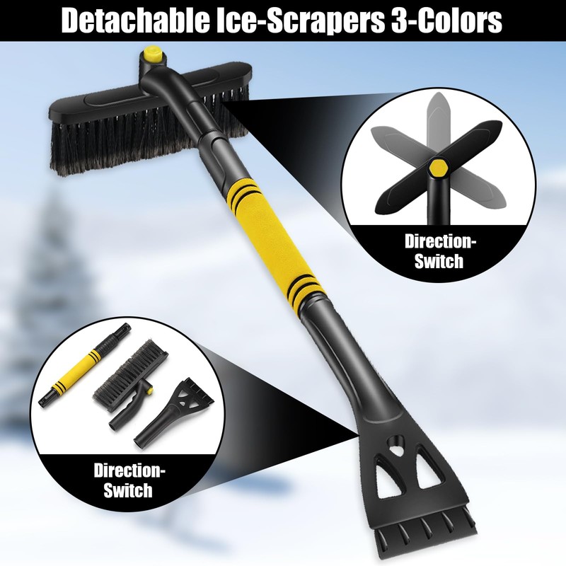 Axinyijia 3-in-1 Ice Scraper Car Snow Brush, Ice Scraper Car