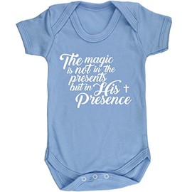 Hippowarehouse The Magic is Not in The Presents But in His Presence Baby Vest Bodysuit (Short Sleeve) Boys Girls