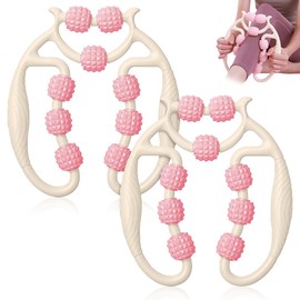 Leg Muscle Massager - Pack of 2 Deep Tissue Massage Roller with 9 Wheels, Leg Massager, 2025 Massage Roller Legs, 360° Trigger Point Massage Roller for Leg, Foot, Arm Massage (Pink)