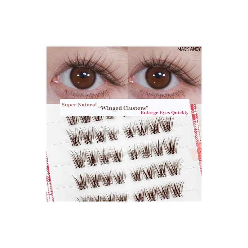 Brown Self Adhesive Eyelashes Clusters Press On 64 Eyelash LASGOOS