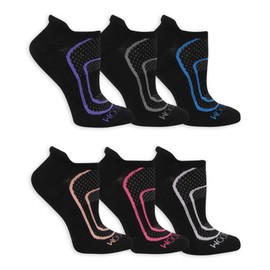 Fruit of the Loom Women's CoolZone No Show with Tab Socks (6 Pack), Black, (8-12)