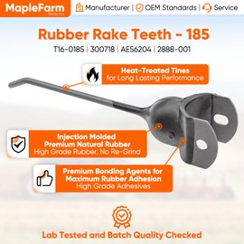 40PCS Hay Rake Teeth 185, Heavy Duty Universal Replacement Hay Rake Tines Rubber Mounted Tedder Baler Pickup Bolt On Tine Tooth Parts, Fits John Deere 700 705 AE56204 Vermeer 2888-001 R-9/21/23/24