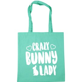 Hippowarehouse Crazy bunny lady Tote Shopping Gym Beach Bag 42cm x38cm, 10 litres