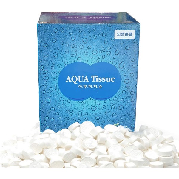 Aqua Coin Tissues | Compressed Towels | 500 Bulk Pack | Disposable Beauty and Outdoors Camping Baby Wipes | Toilet Paper Tablets