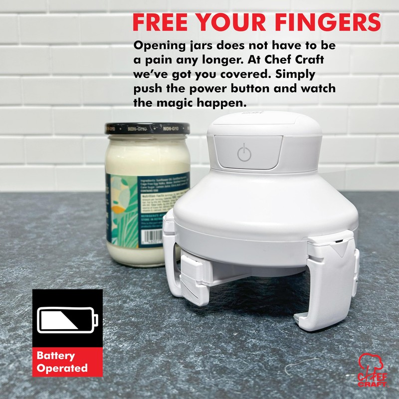 Chef Craft Hands free/Self-Centering, Three-Armed Electric Jar Opener