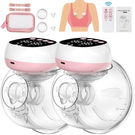 ULEWAY Electric Portable Breast Pump, Portable Breast Pump, Electric Hands-Free, 3 Modes & 9 Suction Levels, Low Noise and Pain-Free, Electric Milk Pump with LCD & Remote Controls (2 Pieces)
