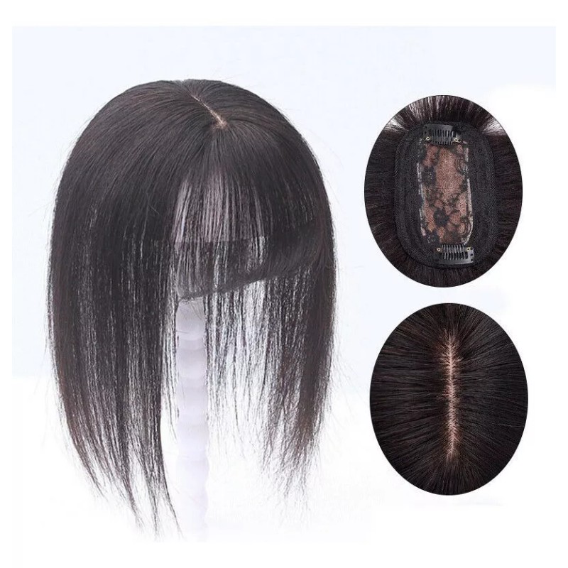 Waostar Fleco Peluquín Largo Topper Cabello Doble Clip Coronilla