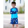 Boys' Long-Sleeve Rashguard and Trunk Swimsuit Sets UPF 50+ Zipper