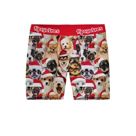 Tipsy Elves Funny Holiday Themed Boxer Briefs for Men - Red Puppies Underwear Size X-Large