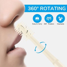 Bluemega Cortador de Pelo Nasal 2 en 1 Para Mujeres y Hombres Herramienta Removedora de Pelo de Fosa Nasal, Giratorio de 360°, Con Recogedor de Orejas