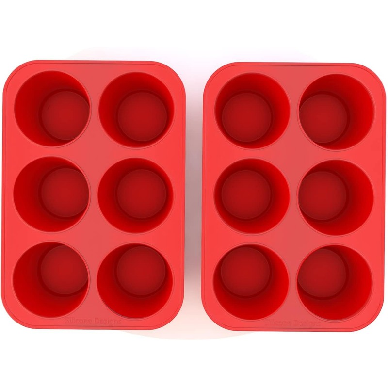 Silicone Texas Muffin Pan 6-Cups, Jumbo Muffin Pan Set of