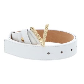 VALENTINO Hampton Plaque Buckle Belt W85 Bian/Oro - Can be Shortened, Bian / Oro