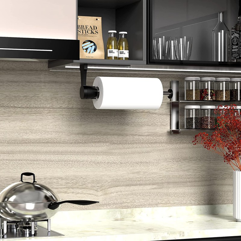 VEHHE Kitchen Roll Holder Under Cabinet, One-handed Tearing Paper Towel