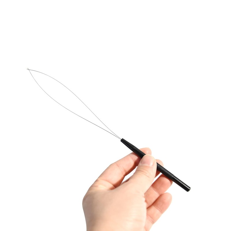 2pcs Hair Extensions Loop Needle Threader Wire Pulling Hook Needle