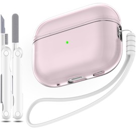 MHYALUDO Airpods Pro 2nd/1st Generation Case Cover, Compatible with Airpods Pro Case 2nd Gen USB C Charging Port, Clear Soft Transparent Military Grade Shockproof Case, Clear Pink