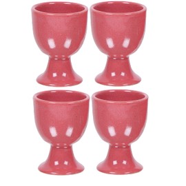 Soft Boiled Egg Holder | Ceramic Egg Cup Set | Ceramic Egg Holder Pottery Housewarming Gift set of 4 (Red)