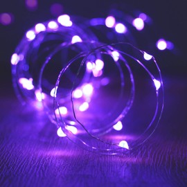 Tasodin - Guirnalda de luces LED impermeables de 5 m, funciona con pilas, para bodas, hogar, jardín, fiesta, decoración de Navidad, color morado