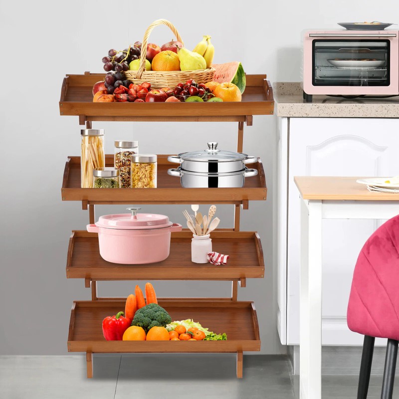 TBvechi Floor Standing Rack 4-Tier Pull-Out kitchen Fruit Vegetable Storage