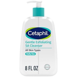 Cetaphil Limpiador exfoliante suave SA, limpiador de gel espumoso para todo tipo de piel, botella con bomba de 8 onzas, ácido salicílico, ácido mandél