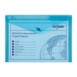 Snopake 12838X Polyfile A4 Popper Wallet File with Press Stud and Index Tab - Classic Blue (Pack of 5)