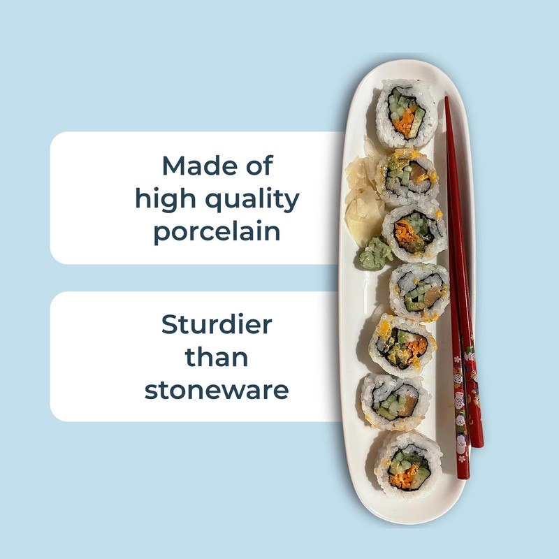 Sisson Distribution 12" Elegant White Porcelain Sushi Serving Platter -