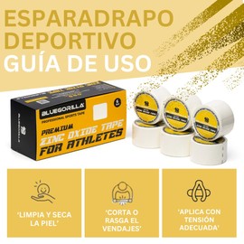 BLUEGORILLA Sports Tape, Zinc Oxide Tape, 6 x 3.8 cm x 10 m, Hypoallergenic, Sweatproof, Non-Elastic, Ideal for Fitness, Running, Football, Boxing etc