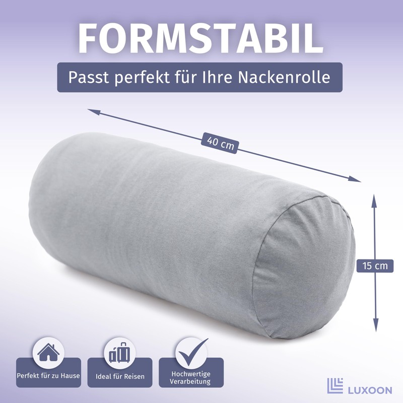 Luxoon Bolster Cover with Zip - Cover for Neck Pillow,
