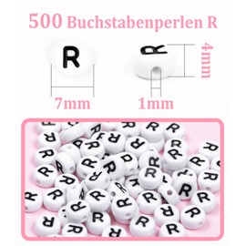 MiuCo Pack of 500 Letter Beads R for Bracelets, Round Letter Beads for Threading, Alphabet Beads Set, Letter Beads Craft Set for Bracelet, Hairband, Jewellery Crafts