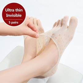 5 Pair Ortho Toe Compression Socks, No Show Socks, Toe Socks For Women Five Finger Socks, Full Toe Yoga Socks (Women-A Set)